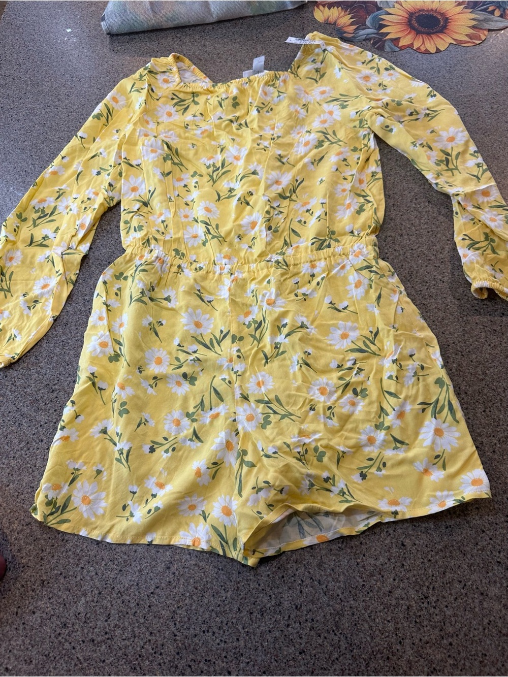 The Children's Place Yellow Floral Girls' Long-Sleeve Romper